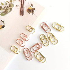 200pcs Heart Paper Clips Golden & Rose Golden for Financial Data
