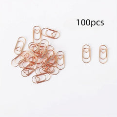 100pcs Small Heart Paper Clips Stainless Steel for Office School Home