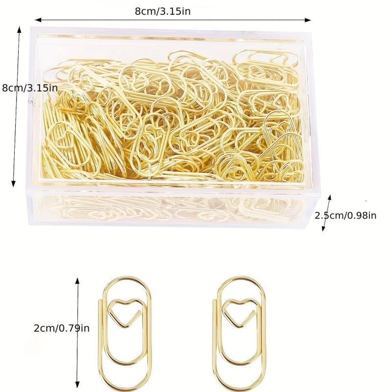 100pcs Small Heart Paper Clips Stainless Steel for Office School Home