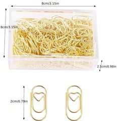 100pcs Small Heart Paper Clips Stainless Steel for Office School Home