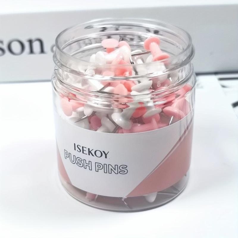 100pcs Pink Push Pins - Bulletin Board Tacks for Corkboard Map Calendar Photo