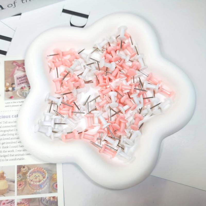 100pcs Pink Push Pins - Bulletin Board Tacks for Corkboard Map Calendar Photo
