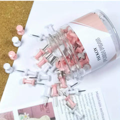 100pcs Pink Push Pins - Bulletin Board Tacks for Corkboard Map Calendar Photo