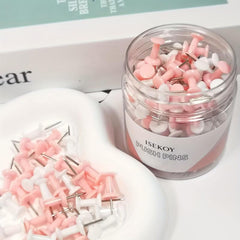 100pcs Pink Push Pins - Bulletin Board Tacks for Corkboard Map Calendar Photo
