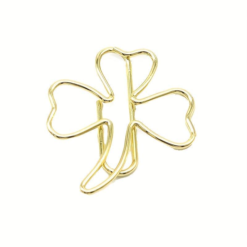 10pcs Mixed Colors Clover Paper Clip Metal Bookmark Creative Golden Paper Clip