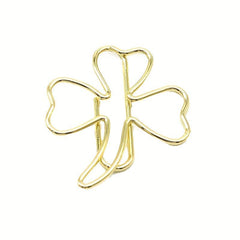 10pcs Mixed Colors Clover Paper Clip Metal Bookmark Creative Golden Paper Clip