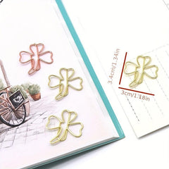 10pcs Mixed Colors Clover Paper Clip Metal Bookmark Creative Golden Paper Clip
