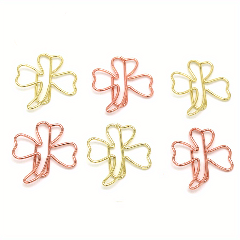 10pcs Mixed Colors Clover Paper Clip Metal Bookmark Creative Golden Paper Clip