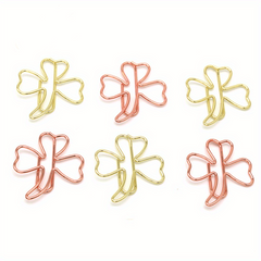 10pcs Mixed Colors Clover Paper Clip Metal Bookmark Creative Golden Paper Clip