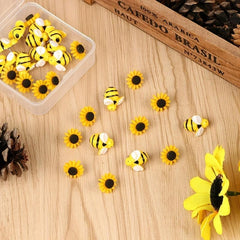 30pcs Sunflower Bee Push Pins Cork Board Decorative Office Classroom Decor
