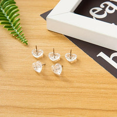 100 Clear Heart Push Pins for Cork Boards Posters Photos Maps