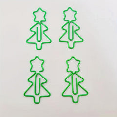 10pcs Green Christmas Tree Paperclips With Storage Box