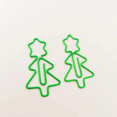 10pcs Green Christmas Tree Paperclips With Storage Box