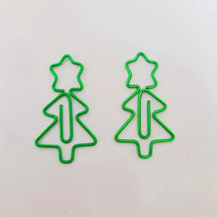 10pcs Green Christmas Tree Paperclips With Storage Box