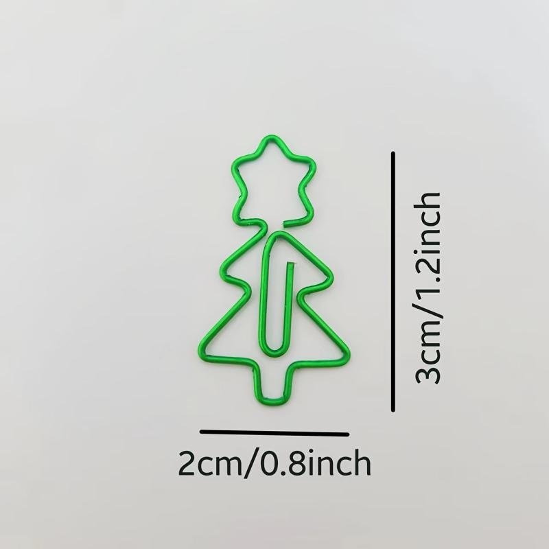 10pcs Green Christmas Tree Paperclips With Storage Box