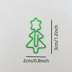 10pcs Green Christmas Tree Paperclips With Storage Box