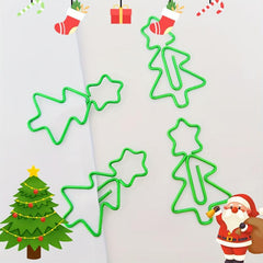 10pcs Green Christmas Tree Paperclips With Storage Box