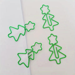10pcs Green Christmas Tree Paperclips With Storage Box
