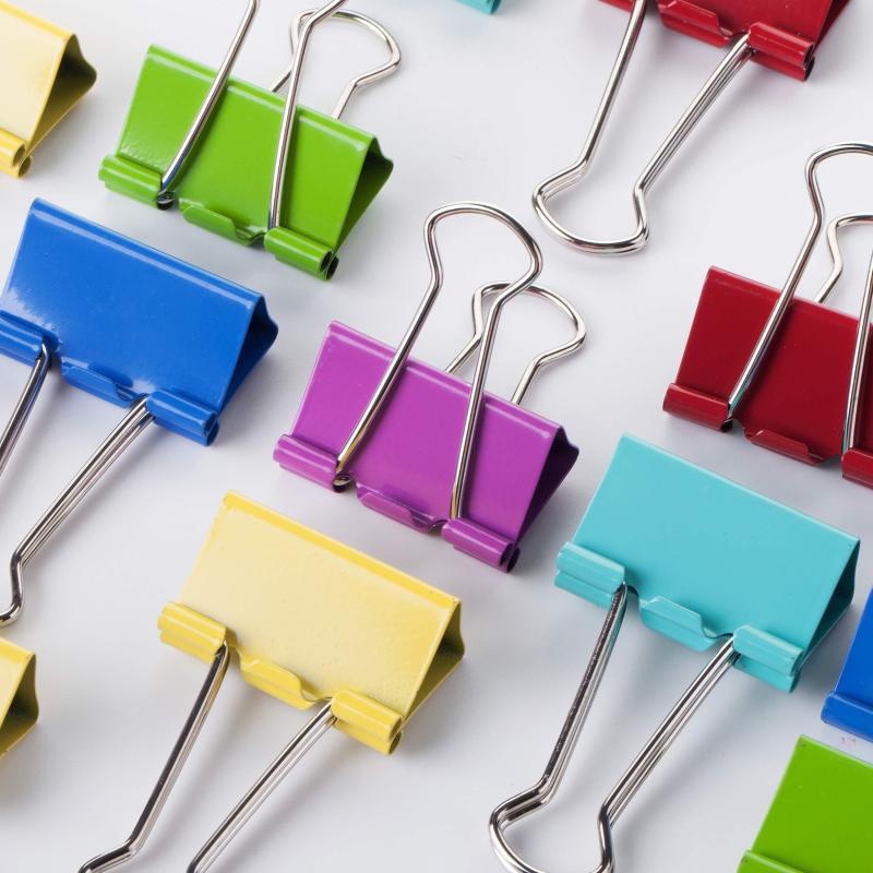 24pcs Medium Colored Binder Clips Paper Clamps Office Clamps