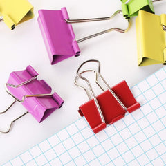 24pcs Medium Colored Binder Clips Paper Clamps Office Clamps