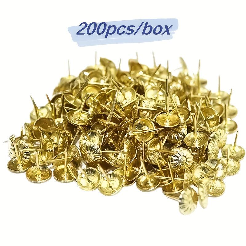 200pc 11x16mm Golden Upholstery Nail Jewelry Gift Wine Case Sofa Decor Tack Stud
