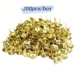 200pc 11x16mm Golden Upholstery Nail Jewelry Gift Wine Case Sofa Decor Tack Stud