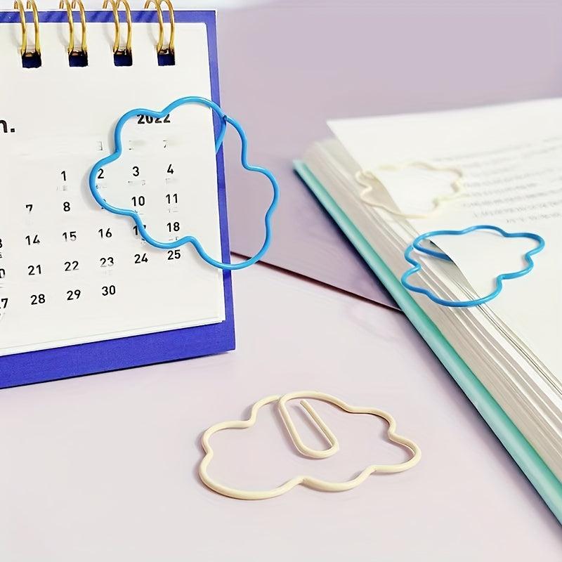 10pc Cloud Shaped Clip PVC Soft Rubber Bookmark Metal Paper Clip