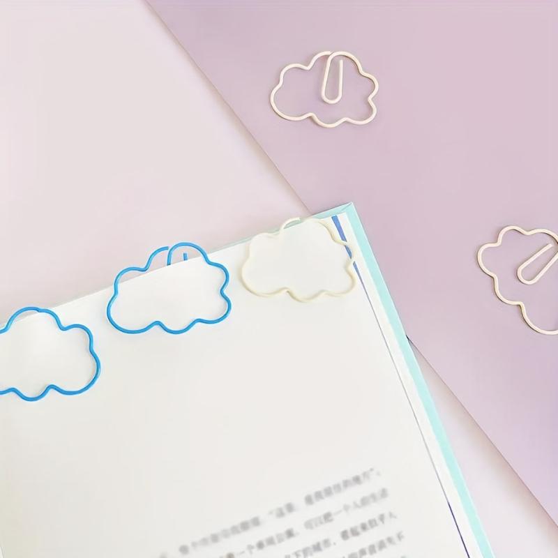 10pc Cloud Shaped Clip PVC Soft Rubber Bookmark Metal Paper Clip