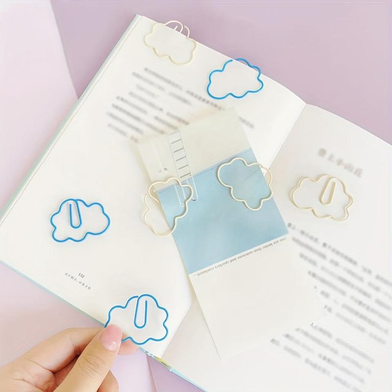 10pc Cloud Shaped Clip PVC Soft Rubber Bookmark Metal Paper Clip