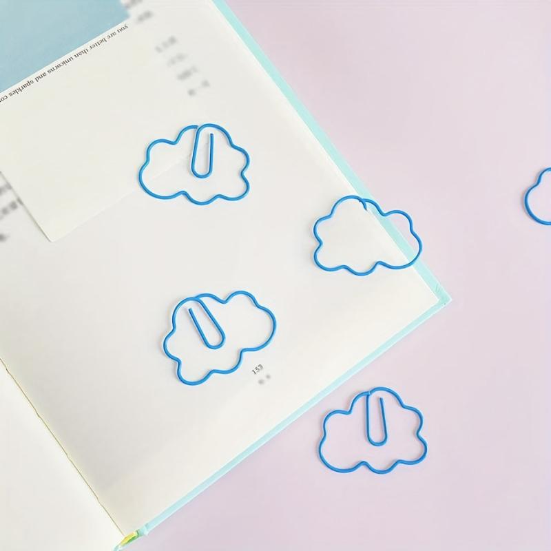 10pc Cloud Shaped Clip PVC Soft Rubber Bookmark Metal Paper Clip