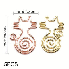 5pcs Cat Shaped Paper Clip Kitten Sticky Notes Office School Supplies