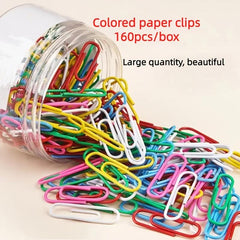 160pcs Multifunctional Paper Clip In Canisters Office Supplies
