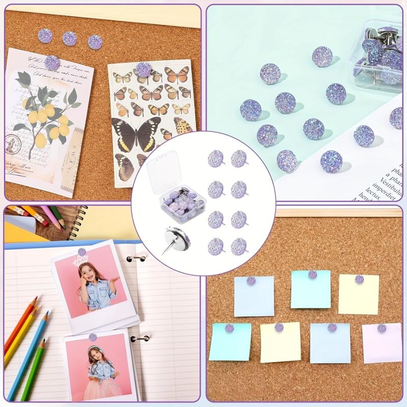 30pcs Diamond Push Pins Glitter Rhinestone Decorative Thumb Tacks