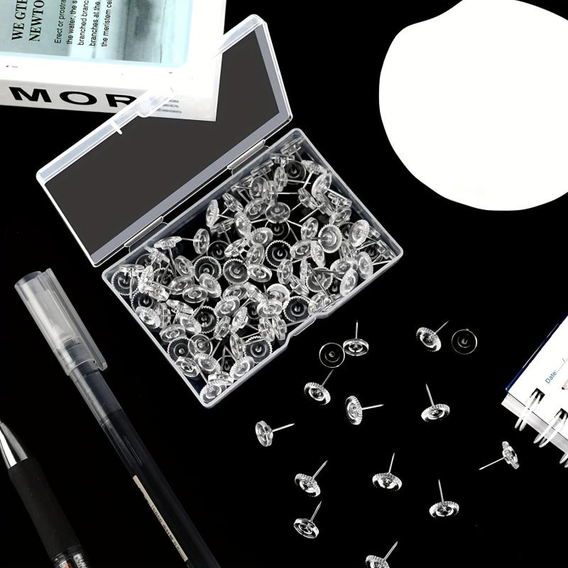 150 Clear Thumb Tacks for Wall Hangings Plastic Push Pins for Cork Board