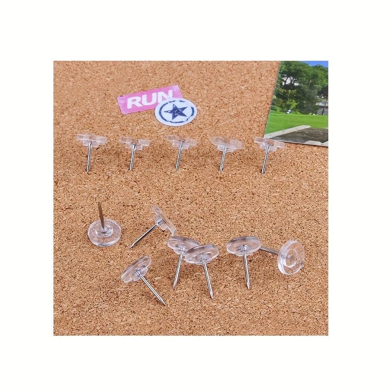 150 Clear Thumb Tacks for Wall Hangings Plastic Push Pins for Cork Board