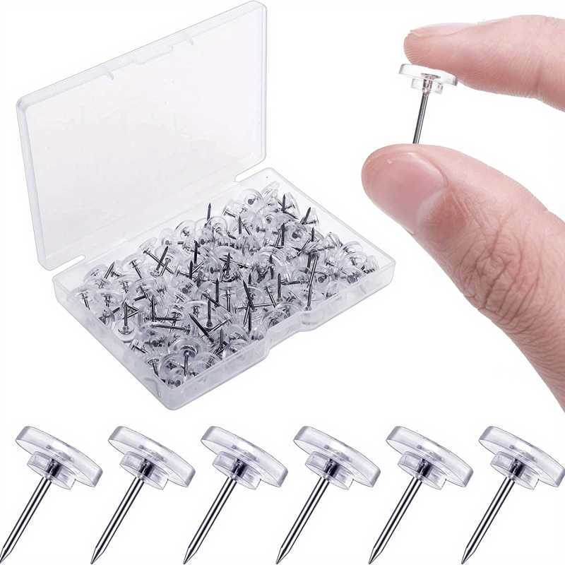 150 Clear Thumb Tacks for Wall Hangings Plastic Push Pins for Cork Board
