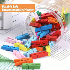 50pcs Wooden Clip Pushpins Durable Softwood Office Home Decor Craft Projects