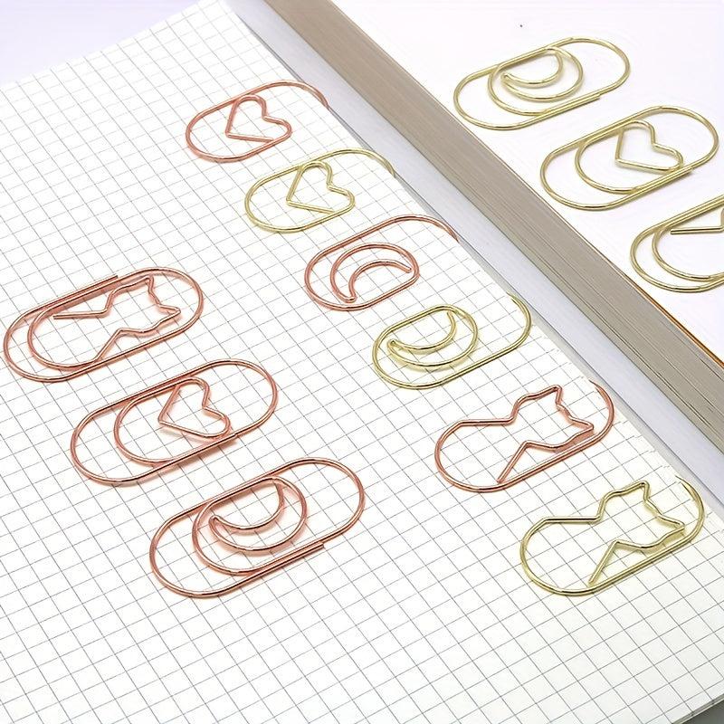 10pcs Cartoon Cat Star & Moon Paper Clips for Office & School Supplies