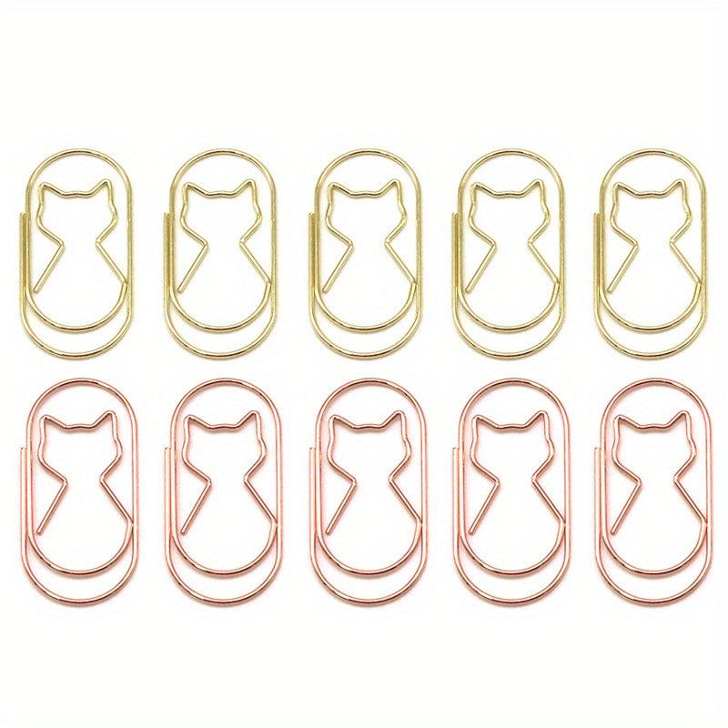 10pcs Cartoon Cat Star & Moon Paper Clips for Office & School Supplies