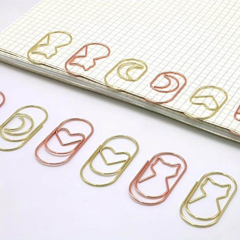 10pcs Cartoon Cat Star & Moon Paper Clips for Office & School Supplies