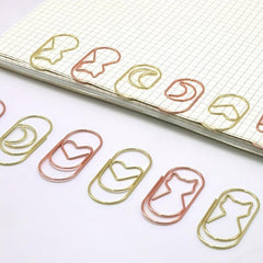 10pcs Cartoon Cat Star & Moon Paper Clips for Office & School Supplies