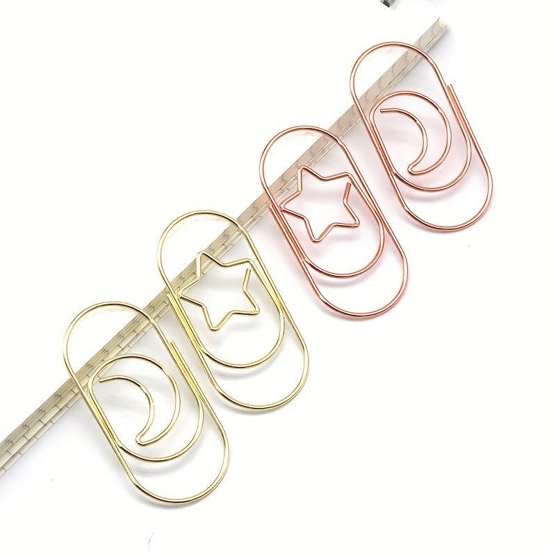 10pcs Cartoon Cat Star & Moon Paper Clips for Office & School Supplies