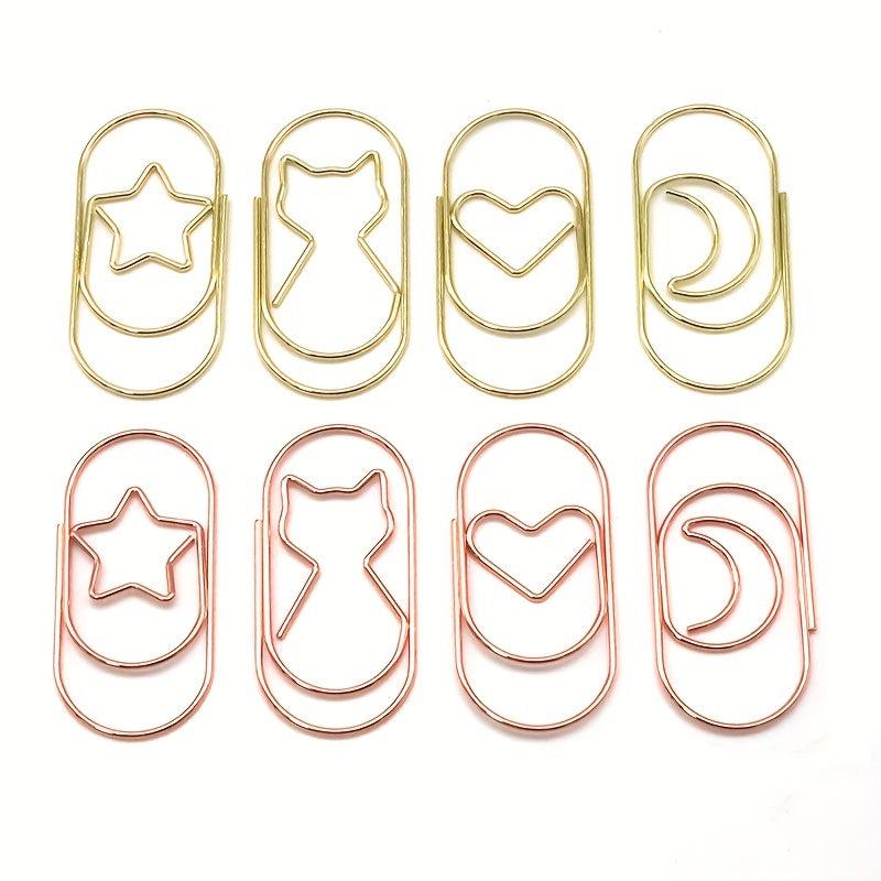 10pcs Cartoon Cat Star & Moon Paper Clips for Office & School Supplies