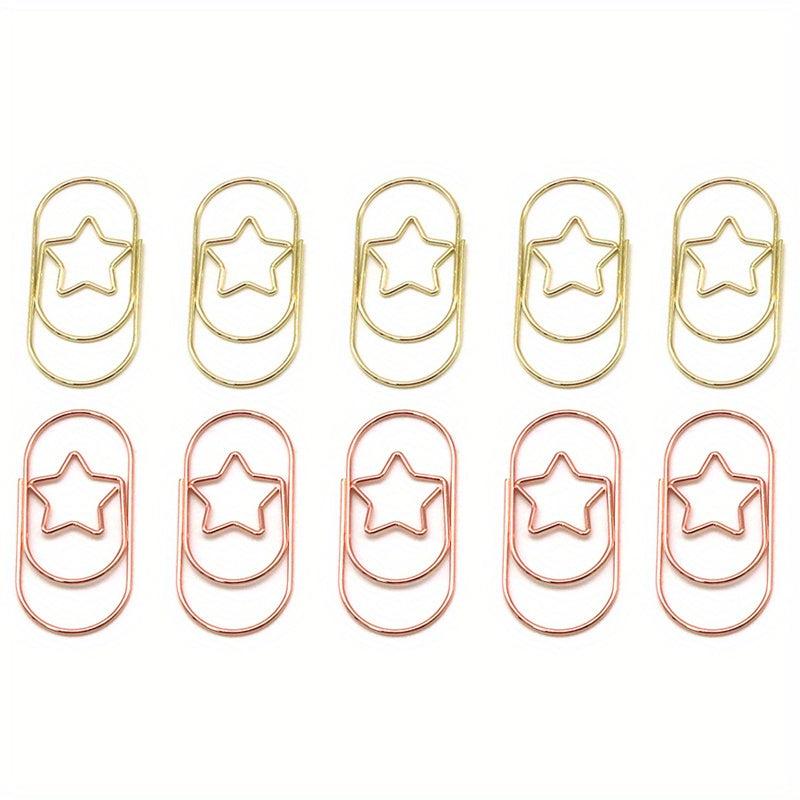10pcs Cartoon Cat Star & Moon Paper Clips for Office & School Supplies