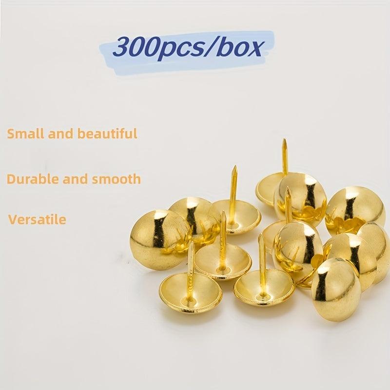 300pcs Golden Thumb Tacks 7 8 9 2 15mm Round for Bulletin Boards Poster Hanging