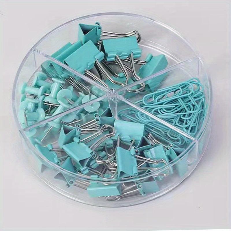 72pcs Multicolor Paper Clip Pushpin Set Office School Supplies
