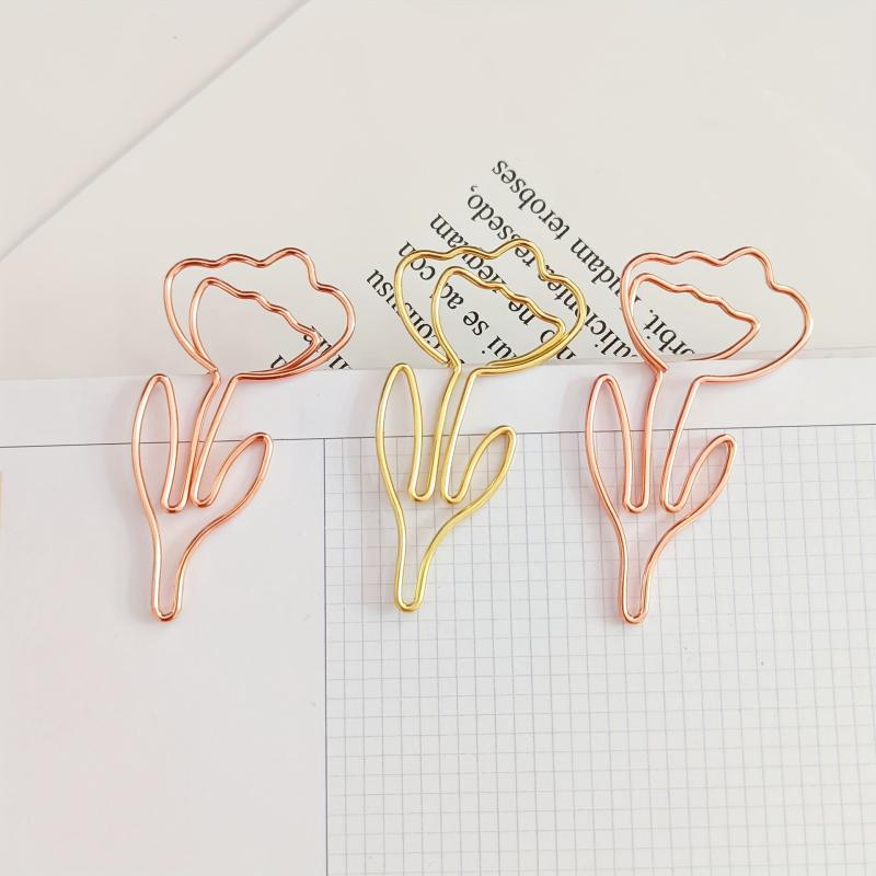 20pcs Flower Paperclip Metal Cartoon Innovative Paperclips School Office