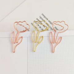 20pcs Flower Paperclip Metal Cartoon Innovative Paperclips School Office