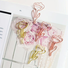 20pcs Flower Paperclip Metal Cartoon Innovative Paperclips School Office