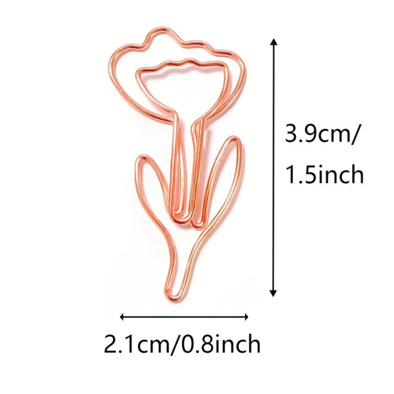 20pcs Flower Paperclip Metal Cartoon Innovative Paperclips School Office